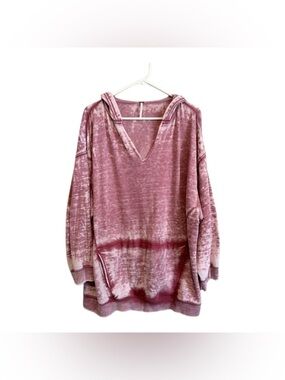 Free People Oversized Washed Rose Hoodie Slouchy Boho Cozy